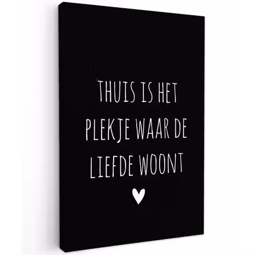 Quotes - Thuis is het plekje waar de liefde woont - Spreuken Tuinposter op houten frame 2 cm dik klein -3d