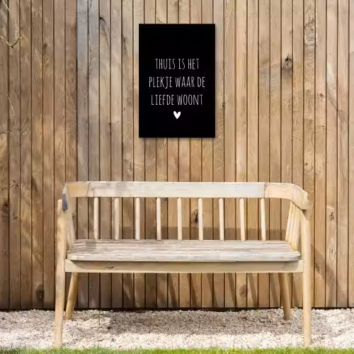 Quotes - Thuis is het plekje waar de liefde woont - Spreuken Tuinposter op houten frame 2 cm dik klein -sfeer4
