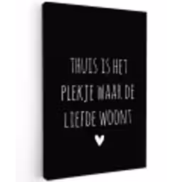 Quotes - Thuis is het plekje waar de liefde woont - Spreuken Tuinposter op houten frame 2 cm dik klein -3d