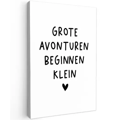 Quotes - Spreuken - Grote avonturen beginnen klein Tuinposter op houten frame 2 cm dik klein -3d