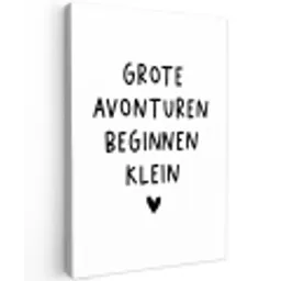 Quotes - Spreuken - Grote avonturen beginnen klein Tuinposter op houten frame 2 cm dik klein -3d