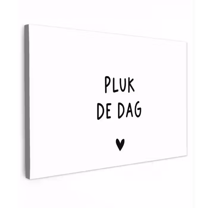 Quotes - Pluk de dag - Tekst - Zwart wit - Hartje Tuinposter op houten frame 2 cm dik klein -3d