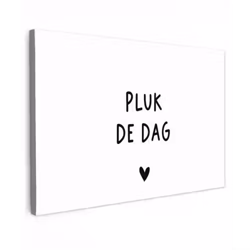 Quotes - Pluk de dag - Tekst - Zwart wit - Hartje Tuinposter op houten frame 2 cm dik klein -3d