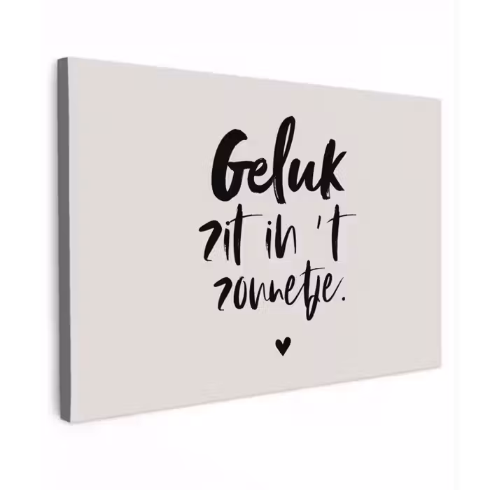 Quotes - Tekst - Geluk zit in 't zonnetje - Zomer Tuinposter op houten frame 2 cm dik klein -3d