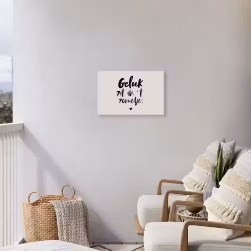 Quotes - Tekst - Geluk zit in 't zonnetje - Zomer Tuinposter op houten frame 2 cm dik klein -sfeer1