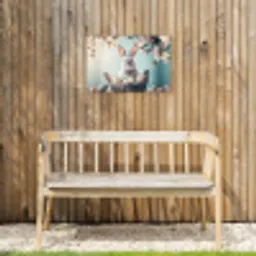 Konijn - Eieren - Mand Tuinposter op houten frame 2 cm dik klein -sfeer4