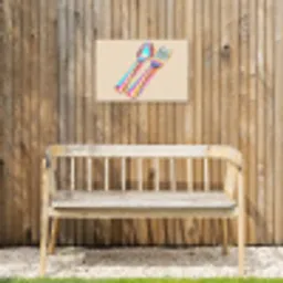 Regenboog - Lepel - Vork Tuinposter op houten frame 2 cm dik klein -sfeer4
