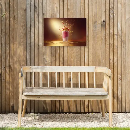 Framboos - Smoothie - Drinken - Roze Tuinposter op houten frame 2 cm dik klein -sfeer4
