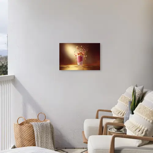 Framboos - Smoothie - Drinken - Roze Tuinposter op houten frame 2 cm dik klein -sfeer1