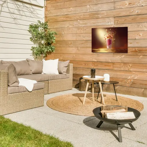 Framboos - Smoothie - Drinken - Roze Tuinposter op houten frame 2 cm dik klein -sfeer2