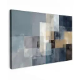 Rechthoeken - Abstract - Blauw Tuinposter op houten frame 2 cm dik klein -3d