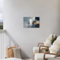 Rechthoeken - Abstract - Blauw Tuinposter op houten frame 2 cm dik klein -sfeer1