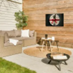 Rood - Strik - Bestek Tuinposter op houten frame 2 cm dik klein -sfeer2