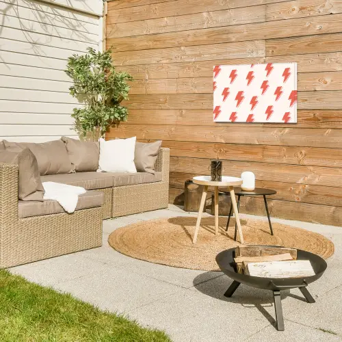 Rood - Bliksem - Roze Tuinposter op houten frame 2 cm dik klein 845 -sfeer2