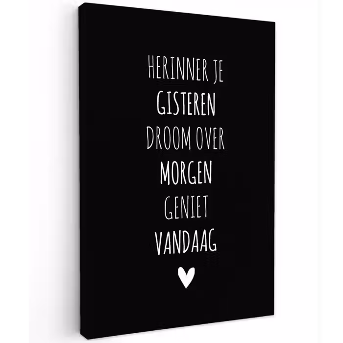 Herinner je gisteren droom over morgen geniet vandaag - Spreuken - Quotes Tuinposter op houten frame 2 cm dik klein -3d