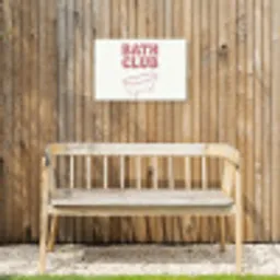 Retro - Bad - Roze Tuinposter op houten frame 2 cm dik klein -sfeer4