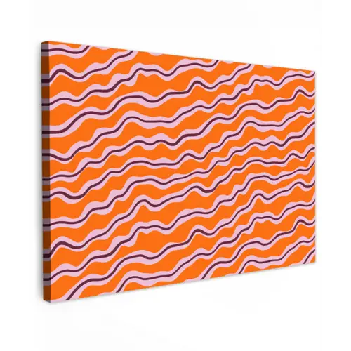Retro - Golvend - Oranje Tuinposter op houten frame 2 cm dik klein 845 -3d