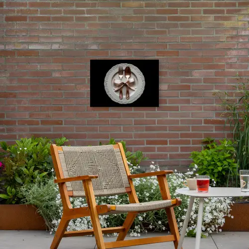 Rose - Strik - Bestek Tuinposter op houten frame 2 cm dik klein -sfeer3