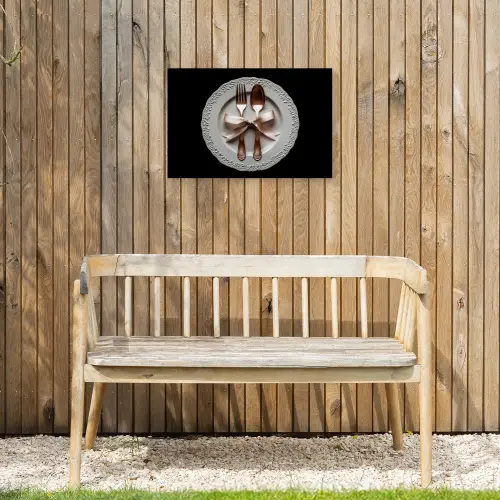 Rose - Strik - Bestek Tuinposter op houten frame 2 cm dik klein -sfeer4