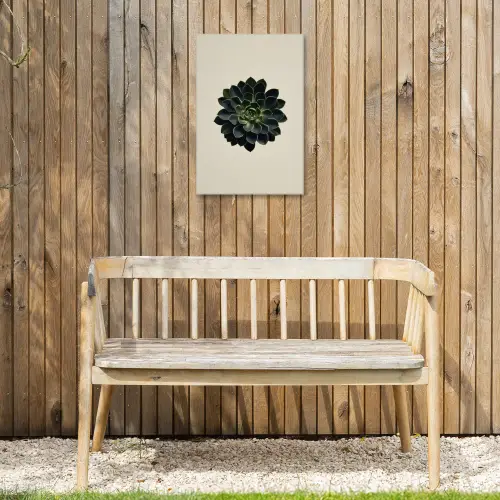 Rozet - Cirkelvormig - Donkergroen Tuinposter op houten frame 2 cm dik klein -sfeer4