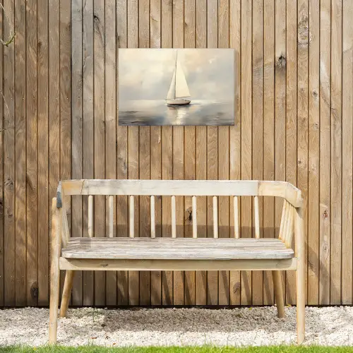 Zeilschip - Zee - Bewolkt Tuinposter op houten frame 2 cm dik klein -sfeer4