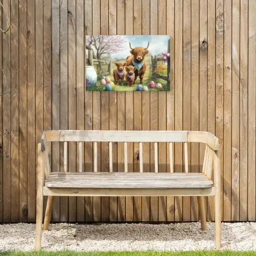 Schotsehooglanders - Paaseieren - Lente Tuinposter op houten frame 2 cm dik klein -sfeer4