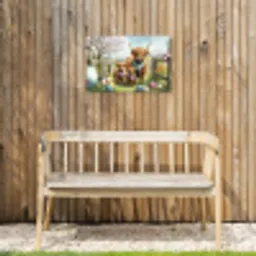 Schotsehooglanders - Paaseieren - Lente Tuinposter op houten frame 2 cm dik klein -sfeer4