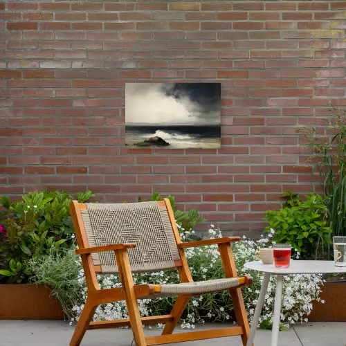 Zee - Rotsen - Storm Tuinposter op houten frame 2 cm dik klein -sfeer3