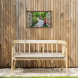 Doorkijk - Bloemen - Tuinpad - Natuur - Raam Tuinposter op houten frame 2 cm dik klein -sfeer4