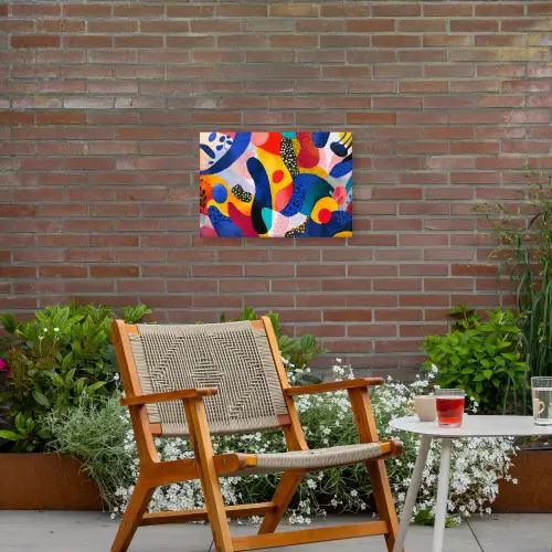 Vormen - Abstract - Stippels - Blauw Tuinposter op houten frame 2 cm dik klein -sfeer3