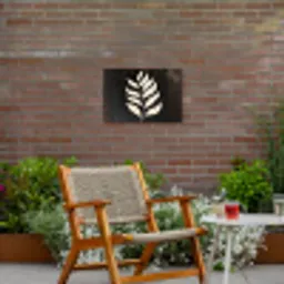 Blad - Wit - Minimalistisch Tuinposter op houten frame 2 cm dik klein -sfeer3