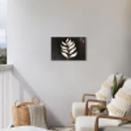 Blad - Wit - Minimalistisch Tuinposter op houten frame 2 cm dik klein -sfeer1