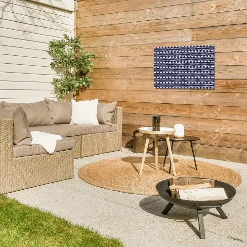 Schelp - Nautisch - Blauw - Wit Tuinposter op houten frame 2 cm dik klein 845 -sfeer2
