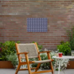 Schelp - Nautisch - Blauw - Wit Tuinposter op houten frame 2 cm dik klein 845 -sfeer3