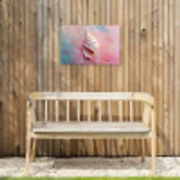 Schelp - Pastel - Pink Tuinposter op houten frame 2 cm dik klein -sfeer4