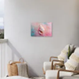 Schelp - Pastel - Pink Tuinposter op houten frame 2 cm dik klein -sfeer1