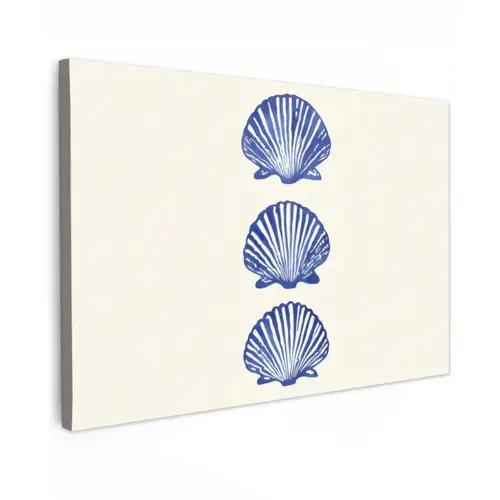 Schelpen - Blauw - Patroon Tuinposter op houten frame 2 cm dik klein -3d
