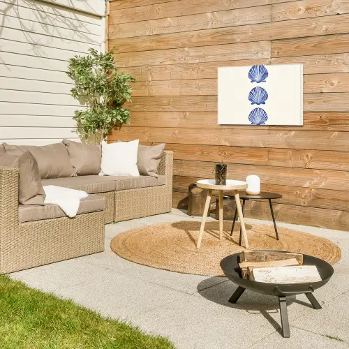Schelpen - Blauw - Patroon Tuinposter op houten frame 2 cm dik klein -sfeer2