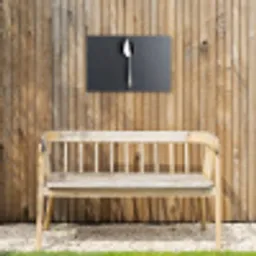 Zilver - Metaal - Lepel Tuinposter op houten frame 2 cm dik klein -sfeer4