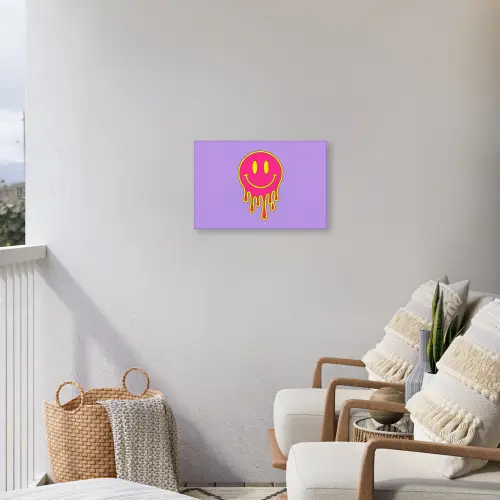 Smiley - Drip - Neon Tuinposter op houten frame 2 cm dik klein -sfeer1