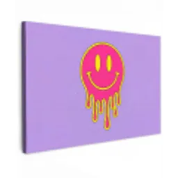 Smiley - Drip - Neon Tuinposter op houten frame 2 cm dik klein -3d