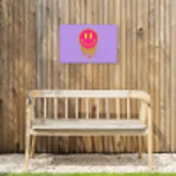 Smiley - Drip - Neon Tuinposter op houten frame 2 cm dik klein -sfeer4