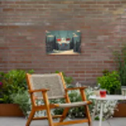 Sneeuw - Skilift - Rood - Bomen Tuinposter op houten frame 2 cm dik klein -sfeer3