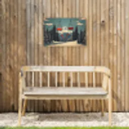 Sneeuw - Skilift - Rood - Bomen Tuinposter op houten frame 2 cm dik klein -sfeer4