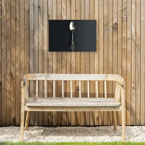 Lepel - Zilver - Metaal Tuinposter op houten frame 2 cm dik klein -sfeer4