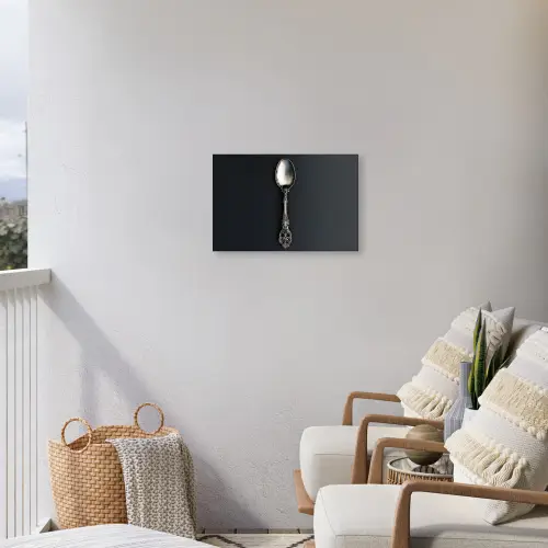 Lepel - Zilver - Metaal Tuinposter op houten frame 2 cm dik klein -sfeer1