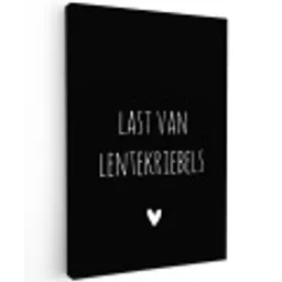 Last van lentekriebels - Quotes - Spreuken Tuinposter op houten frame 2 cm dik klein -3d