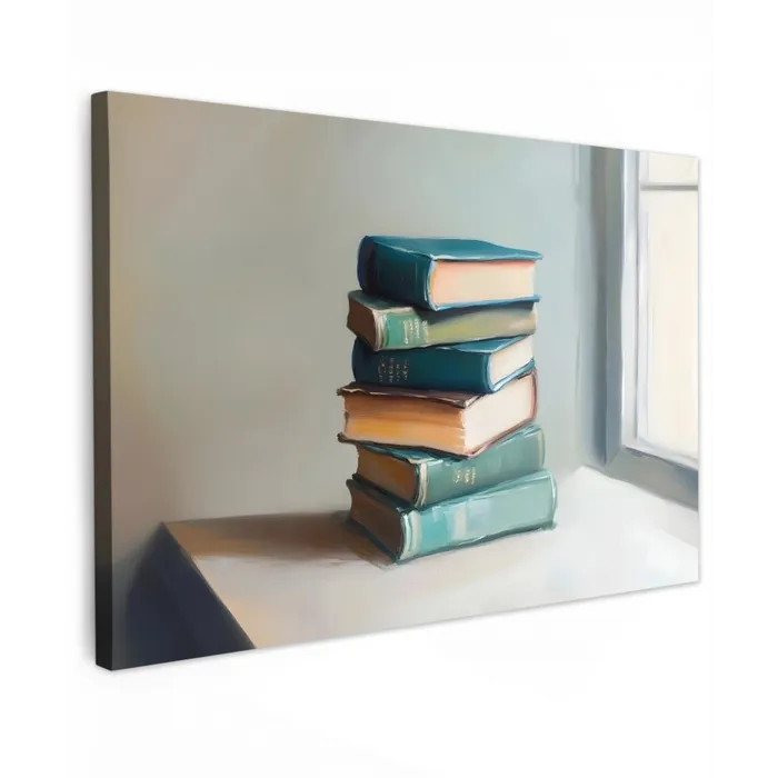 Stapel - Boeken - Groen - Daglicht Tuinposter op houten frame 2 cm dik klein -3d