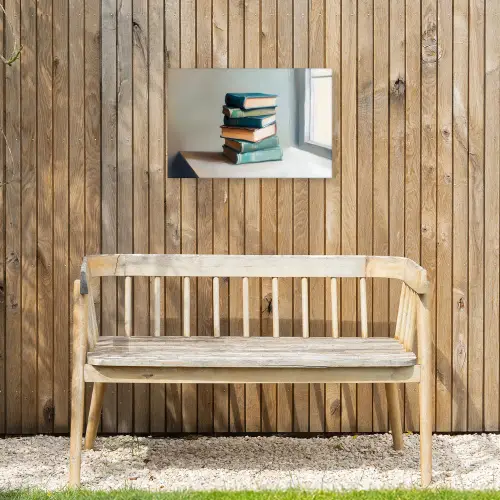 Stapel - Boeken - Groen - Daglicht Tuinposter op houten frame 2 cm dik klein -sfeer4