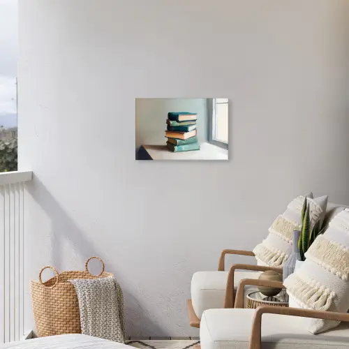 Stapel - Boeken - Groen - Daglicht Tuinposter op houten frame 2 cm dik klein -sfeer1